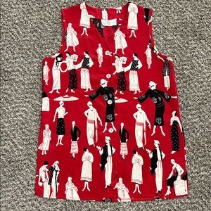 Susan Graver Red and Black Fashion Print Top